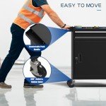 CMFYDAILY 5-Drawers Black Tool Chest, 2-in-1 Mechanic Rolling Tool Box Removable Lockable Tool Storage Cabinet, Metal Tool Cart with Drawers and Wheels for Garage, Workshop