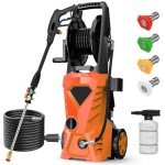 5000PSI Electric Pressure Washer - 2025 New Electric Power Washer with Upgraded 33ft Pressure Washer Hose Reel, Foam Cannon, 4 Nozzle Set, Power Washer for House/Patios/Car/Fence, Orange