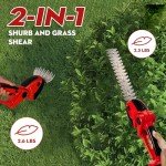 Electric Hedge Trimmer Cordless with Battery, 2 in 1 Handheld 24V Electric Grass Trimmer Hedge Shears/Grass, with Removable Rechargeable Lithium-Ion Battery and Charger