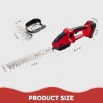 Electric Hedge Trimmer Cordless with Battery, 2 in 1 Handheld 24V Electric Grass Trimmer Hedge Shears/Grass, with Removable Rechargeable Lithium-Ion Battery and Charger