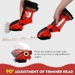 Electric Hedge Trimmer Cordless with Battery, 2 in 1 Handheld 24V Electric Grass Trimmer Hedge Shears/Grass, with Removable Rechargeable Lithium-Ion Battery and Charger