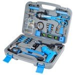 Cartman 149 Piece Tool Set General Household Hand Tool Kit with Cordless Screwdriver Blue