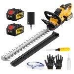 22''Hedge Trimmer Cordless,21V Electric Handheld Bush Clipper with 2 Pack 4000mAh Rechargeable Batteries,3200RPM 180°Rotatable Head,3/4''Blade Gap,Lightweight & Compact Trimmer