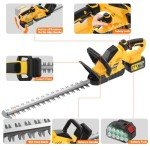 22''Hedge Trimmer Cordless,21V Electric Handheld Bush Clipper with 2 Pack 4000mAh Rechargeable Batteries,3200RPM 180°Rotatable Head,3/4''Blade Gap,Lightweight & Compact Trimmer