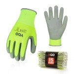 Vgo... 15-Pairs Safety Work Gloves, Gardening Gloves, Polyurethane Coated, Dipping Gloves, Latex Free (Size XL, Yellow, PU2103)