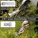 Bluemars 8V 2-in-1 Cordless Hedge Trimmer & Grass Shear w/ 2000mAh Lithium-Ion Battery, Mini Garden Pruner with 2 Blades, for Lawn, Shrub, and Garden Edging