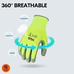 Vgo... 15-Pairs Safety Work Gloves, Gardening Gloves, Polyurethane Coated, Dipping Gloves, Latex Free (Size XL, Yellow, PU2103)
