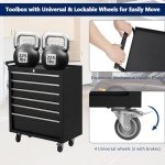 Rolling Tool Chest, 6 Drawers Tool Storage Cabinet, Toolbox with Wheels, Portable Tool Cabinet Organizer with Locking System & Drawer Liners, Tool Storage Cart for Garage, Workshop