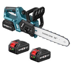 Seesii Chainsaw Cordless 12-inch, Electric HandHeld Chain Saw, 12-in Portable Chainsaw Battery Powered Saws for Trees Wood Cutting, 2 * 4.0Ah Battery and Charger Included, CH1200+