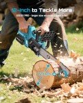 Seesii Chainsaw Cordless 12-inch, Electric HandHeld Chain Saw, 12-in Portable Chainsaw Battery Powered Saws for Trees Wood Cutting, 2 * 4.0Ah Battery and Charger Included, CH1200+
