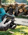 Seesii Chainsaw Cordless 12-inch, Electric HandHeld Chain Saw, 12-in Portable Chainsaw Battery Powered Saws for Trees Wood Cutting, 2 * 4.0Ah Battery and Charger Included, CH1200+