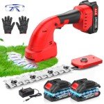 21V Hedge Trimmer Cordless & Grass Shear, 2-in-1 3000mAh Battery Bush Trimmer Handheld Hedge Clippers, Mini Hedge Shears Grass Trimmer for Garden, Lawn Care