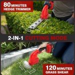 21V Hedge Trimmer Cordless & Grass Shear, 2-in-1 3000mAh Battery Bush Trimmer Handheld Hedge Clippers, Mini Hedge Shears Grass Trimmer for Garden, Lawn Care