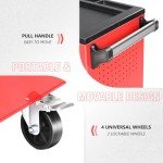 DNA MOTORING 4-Drawers Rolling Tool Chest Cabinet with Casters, Locking System, Top Tray, for Garage Warehouse Workshop, Red, TOOLS-00401