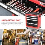DNA MOTORING 4-Drawers Rolling Tool Chest Cabinet with Casters, Locking System, Top Tray, for Garage Warehouse Workshop, Red, TOOLS-00401