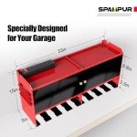 Spampur Power Tool Organizer Wall Mount with Charging Station, Garage Storage Cabinet with Doors and Shelve, Metal Tool Box, 8 Slots Cordless Drill Holder/6 Outlet Power Strip for Workshop/Shed/Gifts