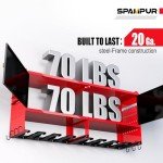 Spampur Power Tool Organizer Wall Mount with Charging Station, Garage Storage Cabinet with Doors and Shelve, Metal Tool Box, 8 Slots Cordless Drill Holder/6 Outlet Power Strip for Workshop/Shed/Gifts