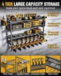 MAXIFFE 4 Layer Power Tool Organizer Wall Mount, 9 Drill Holder Heavy Duty Metal Cordless Tool Organizers and Storage Rack Holder for Garage Workshop Pegboard, Gifts for Men, Black, 32 inch