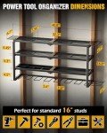 MAXIFFE 4 Layer Power Tool Organizer Wall Mount, 9 Drill Holder Heavy Duty Metal Cordless Tool Organizers and Storage Rack Holder for Garage Workshop Pegboard, Gifts for Men, Black, 32 inch