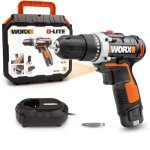 WORX WX128 Cordless Screwdriver 12 V 25 Nm 2 Speed and LED Light Cordless Drill Screwdriver Set for Drilling and Screws with Li-ion Battery, Charger and Case