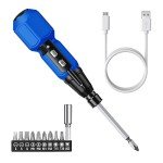 AMIR Power Screwdriver Cordless Rechargeable, Electric Screwdriver Sets, Portable Automatic Home Repair Tool Kit, Motorized Screwdriver with LED Lights and USB Cable, Blue