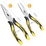 ZUZUAN Premium Long Needle Nose Pliers- 8” & 6‘’, Paper Clamp Precision, High Carbon Steel, Soft Grip with Wire Cutter, Long Nose Cutting Pliers for Home, Fishing, Jewelry, Crafts,2pcs
