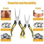 ZUZUAN Premium Long Needle Nose Pliers- 8” & 6‘’, Paper Clamp Precision, High Carbon Steel, Soft Grip with Wire Cutter, Long Nose Cutting Pliers for Home, Fishing, Jewelry, Crafts,2pcs