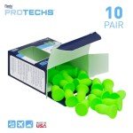 Flents Foam Ear Plugs, 10 Pair with Case for Sleeping, Snoring, Loud Noise, Traveling, Concerts, Construction, & Studying, NRR 33, Green, Made in the USA