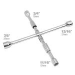 WorkPro 14-Inch Universal Folding Lug Wrench, 4-Way Cross Wrench