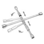 WorkPro 14-Inch Universal Folding Lug Wrench, 4-Way Cross Wrench