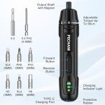 PECHAM 3.6V 2000mAh Cordless Screwdriver,Electric Screwdriver,350 RPM&5 Torque 5Nm,TYPE-C Charging, 8 Pcs Bits for Home Repairs,Portable Compact Design,Gifts for Men Him Dad Boyfriend