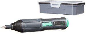 Amazon Basics by SKIL 4V Cordless Stick Screwdriver with 34-Piece Bit Set, Carrying Case, USB Charging, LED Work Light, 3 Torque Settings (Previously Denali Brand)