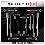 HORUSDY 18-Piece T-Handle allen wrench set, Inch/Metric Long Arm Ball End Hex Key Wrench Set, MM(1.5mm-10mm) SAE(1/16"-3/8")