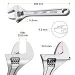 Jetech 8-Inch Adjustable Wrench - Professional Heavy Duty Chrome Vanadium Steel Shifter Spanner with Inch/Metric Scale Wide Caliber Opening