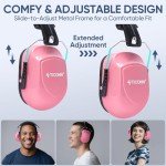 TICONN Noise Cancelling Headphones for Adults, NRR 26dB Ear Muffs for Noise Reduction, Adjustable Ear Muffs for Shooting Range, Construction, Studying, Concerts, and Fireworks (Soft Pink)