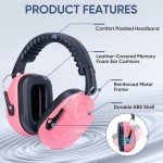 TICONN Noise Cancelling Headphones for Adults, NRR 26dB Ear Muffs for Noise Reduction, Adjustable Ear Muffs for Shooting Range, Construction, Studying, Concerts, and Fireworks (Soft Pink)