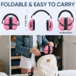 TICONN Noise Cancelling Headphones for Adults, NRR 26dB Ear Muffs for Noise Reduction, Adjustable Ear Muffs for Shooting Range, Construction, Studying, Concerts, and Fireworks (Soft Pink)