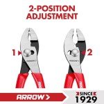 ARROW 6" Slip Joint Pliers, Small Pliers with Thick Dip-Grip Handle, High Carbon Steel, Strong Grip Jaws, Pliers Tool for Gripping, Loosening Nuts and Bolts, Cutting Steel Wire