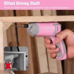 WORKPRO Pink Cordless Screwdriver Set, 3.6V Electric Rechargeable Eccentric Power Screwdriver Kit with 24Pcs Bits, Delay-off LED Light, 2000mAh High-Capacity Battery, Carrying Case Included