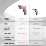 WORKPRO Pink Cordless Screwdriver Set, 3.6V Electric Rechargeable Eccentric Power Screwdriver Kit with 24Pcs Bits, Delay-off LED Light, 2000mAh High-Capacity Battery, Carrying Case Included