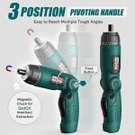 NEU MASTER Cordless Screwdriver, 4V Electric Screwdriver Rechargeable Power Screwdriver With Pivoting Handle, Front And Rear LED light, 32pcs Bits, 6+1 Torque Setting, 2000 mAh Battery Screwdriver