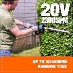 SENIX X2 20 Volt Max* 18-Inch Battery Powered Cordless Hedge Trimmer, Brushless Motor, Double-Sided Dual Action Blades, 3/4" Cutting Capacity, Includes Blade Cover, 2.5 Ah Battery & Charger (HTX2-M)