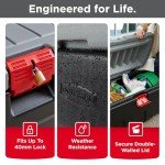Rubbermaid 48 Gallon Black Action Packer Lockable Latch Indoor and Outdoor Storage Box Container for Home, Garage, Backyard, Single