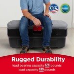 Rubbermaid 48 Gallon Black Action Packer Lockable Latch Indoor and Outdoor Storage Box Container for Home, Garage, Backyard, Single