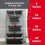 Rubbermaid 48 Gallon Black Action Packer Lockable Latch Indoor and Outdoor Storage Box Container for Home, Garage, Backyard, Single