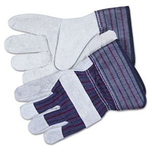 MCR Safety 12010M Economy Shoulder Split Cow Leather Palm Men's Gloves with 2-1/2-Inch Rubberized Safety Cuff, Natural Pearl, Medium, 1-Pair
