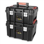 ‎DNA MOTORING 2pcs Tool Boxes Set - Lockable Organizer Storage Portable Toolbox with Removable Tray for Workshop Garage & Household, Large Capacity, TOOLS-00310