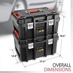 ‎DNA MOTORING 2pcs Tool Boxes Set - Lockable Organizer Storage Portable Toolbox with Removable Tray for Workshop Garage & Household, Large Capacity, TOOLS-00310