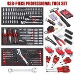 ARUCMIN 438-Piece Mechanics Tool Set with 3-Drawer Heavy Duty Metal Box Repair Tool Kit
