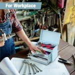 WORKPRO Mini Metal Tool Box with 2 Drawers and Top Storage, Small Tool Chest with PVC Liners and PP Feet Pads, Cold Rolled Steel Toolbox with Magnetic Tab